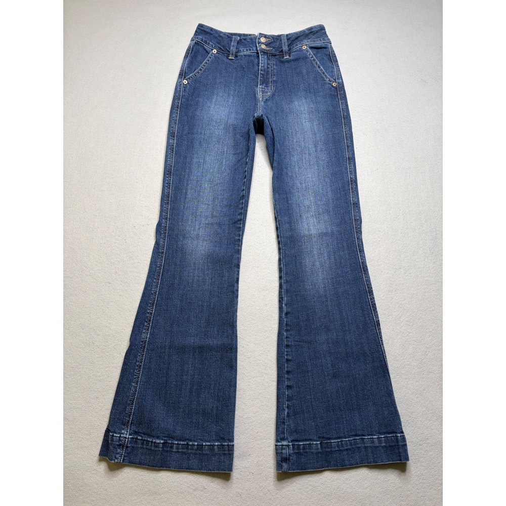 Rock & Roll Denim Trouser Women 25 Blue High Rise Flare Leg Stretch Jeans